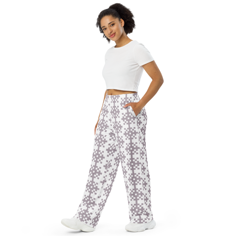 Pixelated Snow unisex wide-leg pants