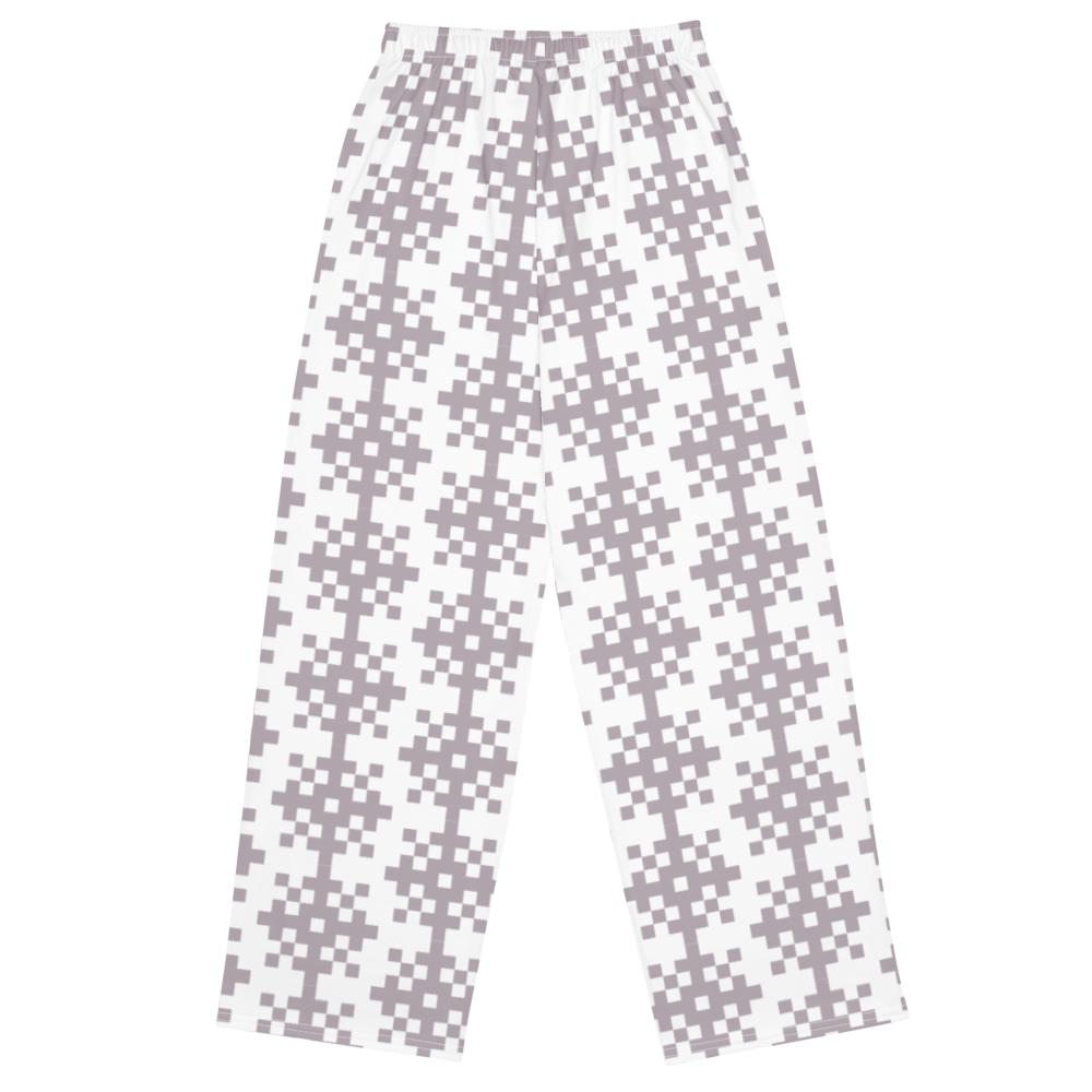 Pixelated Snow  unisex wide-leg pants