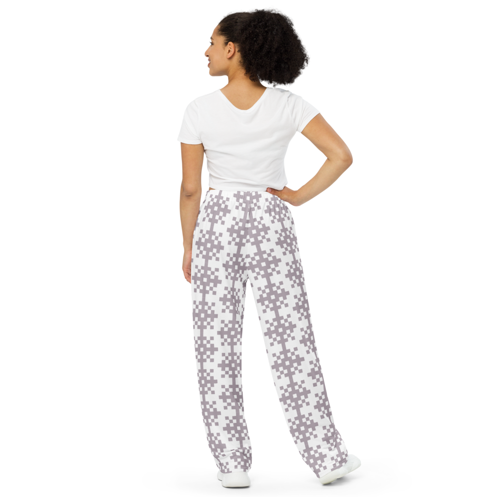 Pixelated Snow  unisex wide-leg pants