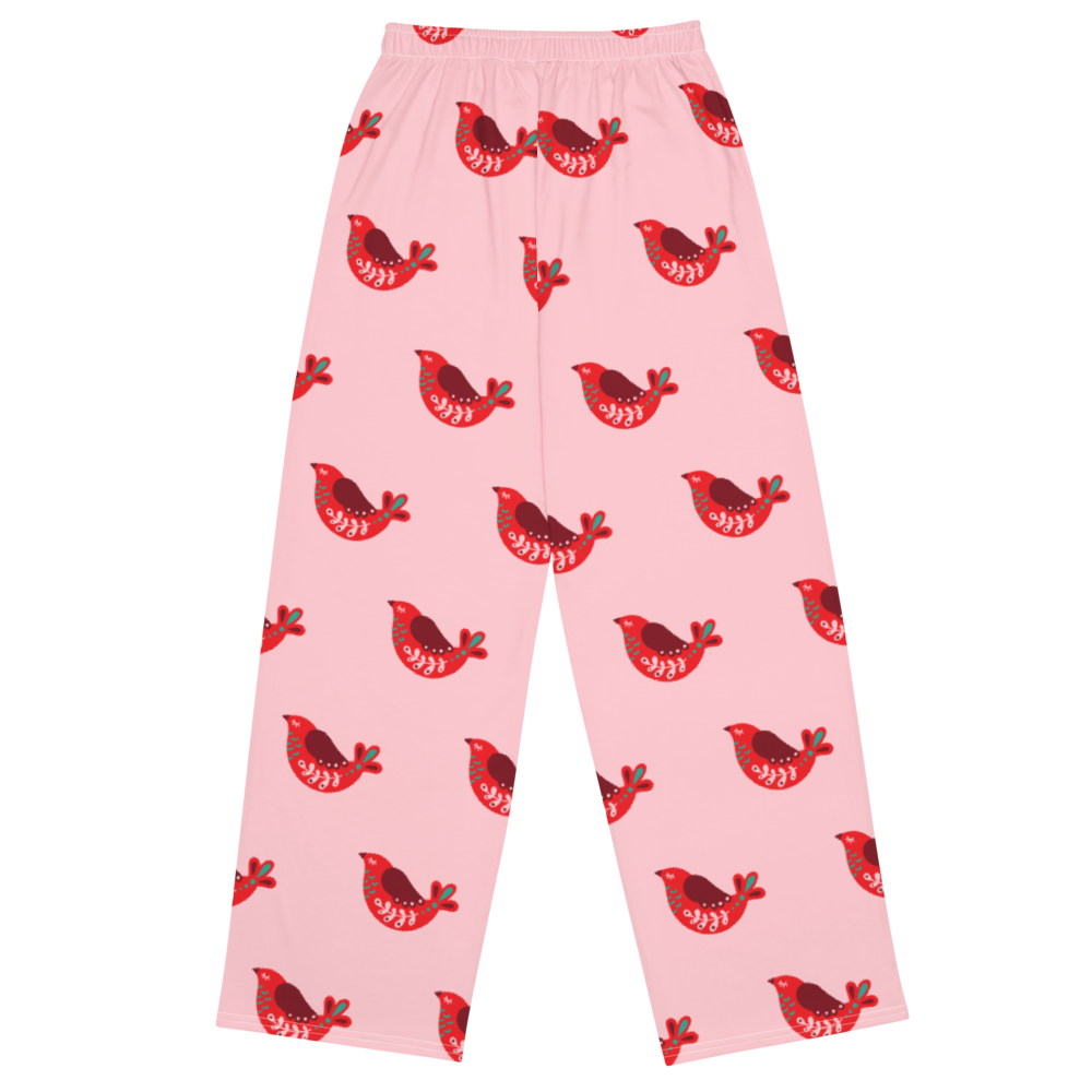 Christmas Birds unisex wide-leg pants