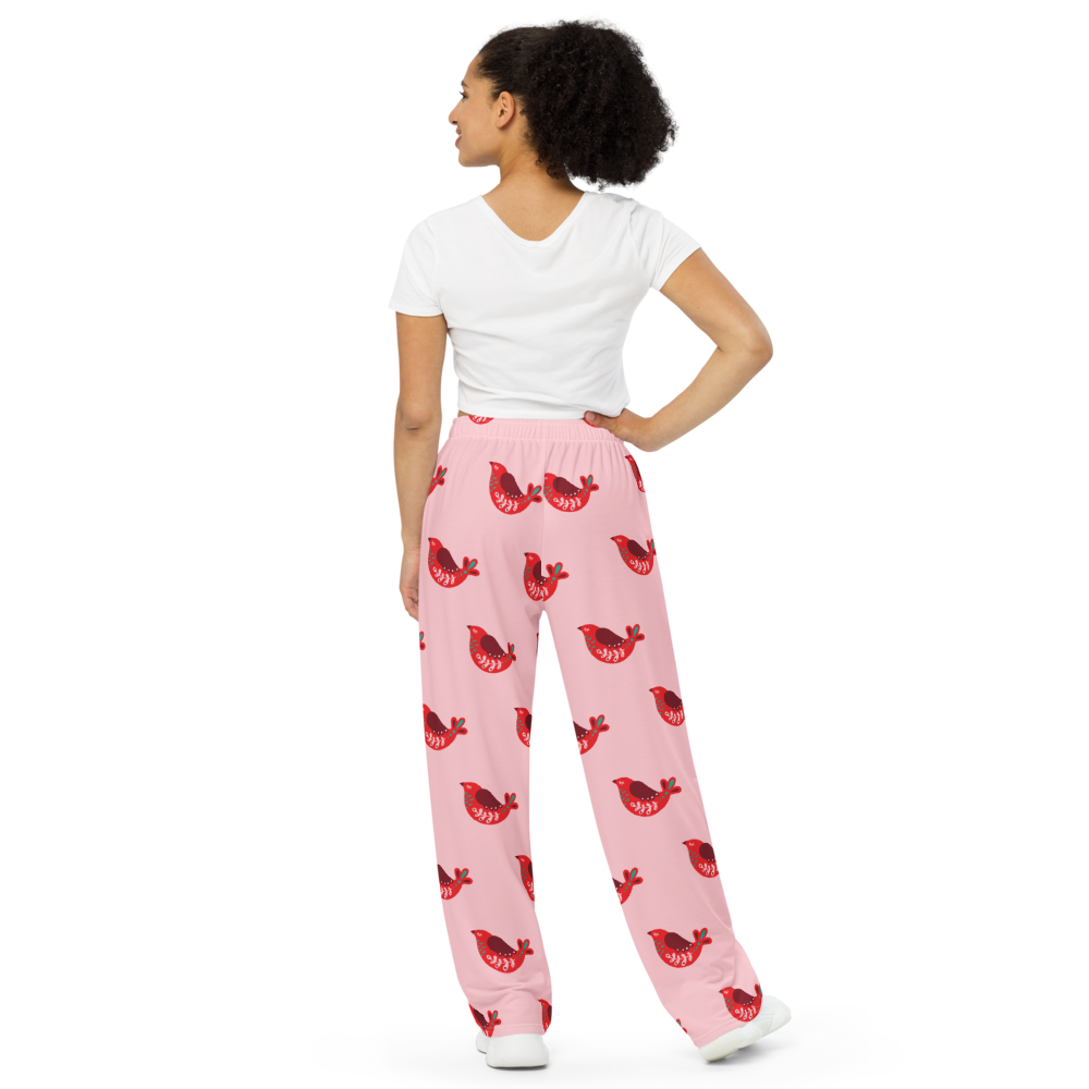 Christmas Birds unisex wide-leg pants