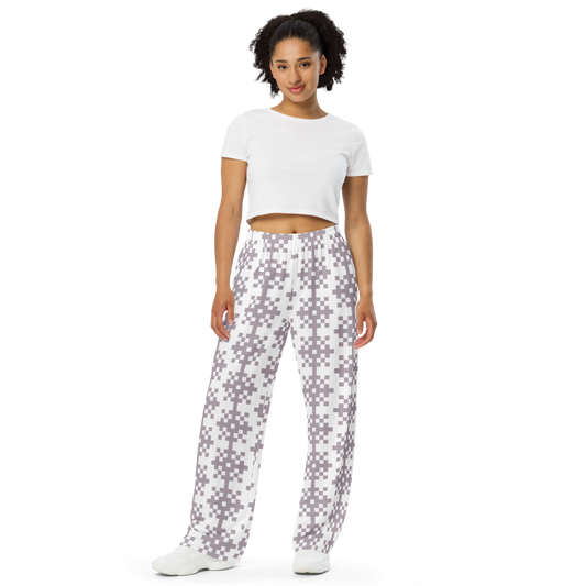 Pixelated Snow  unisex wide-leg pants