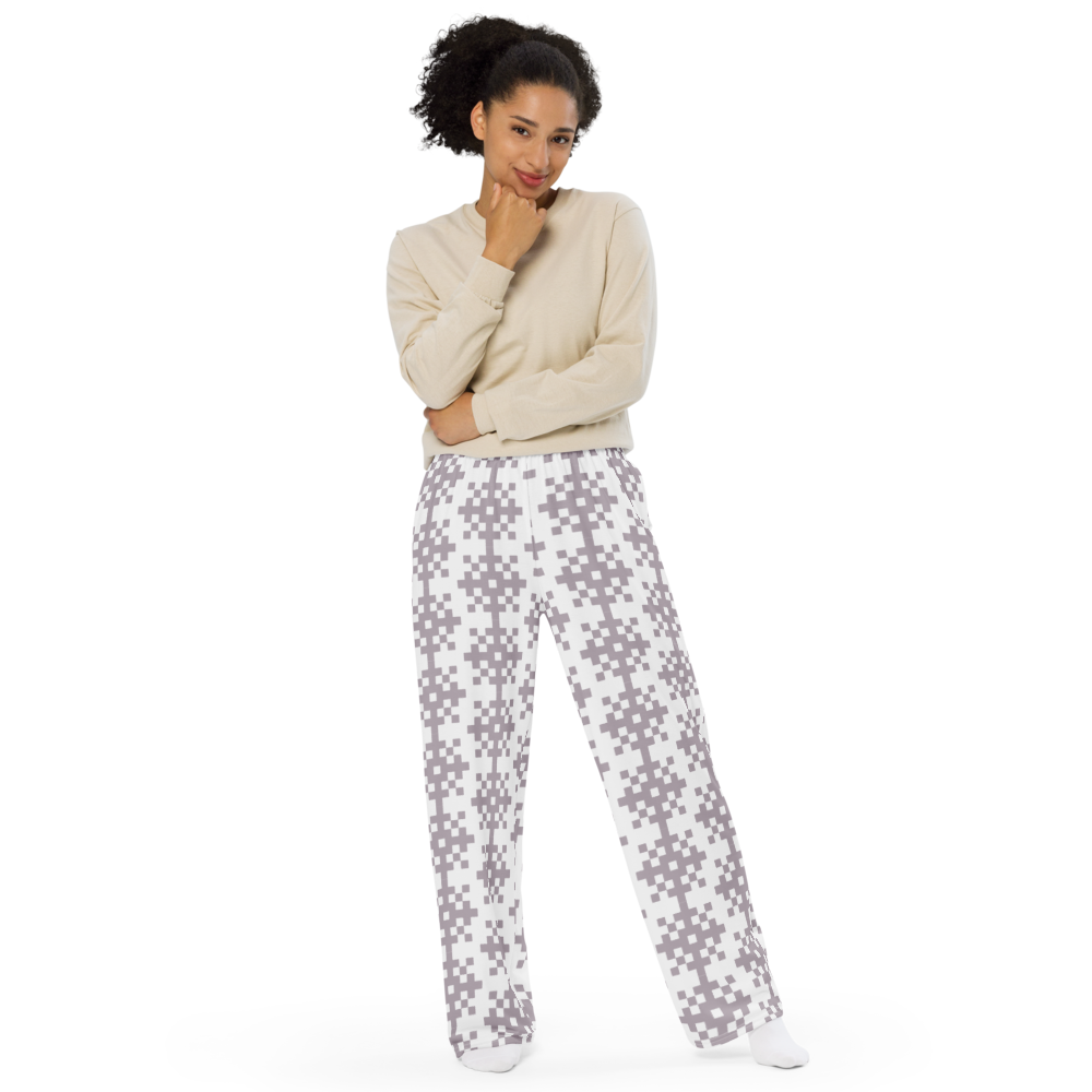 Pixelated Snow  unisex wide-leg pants