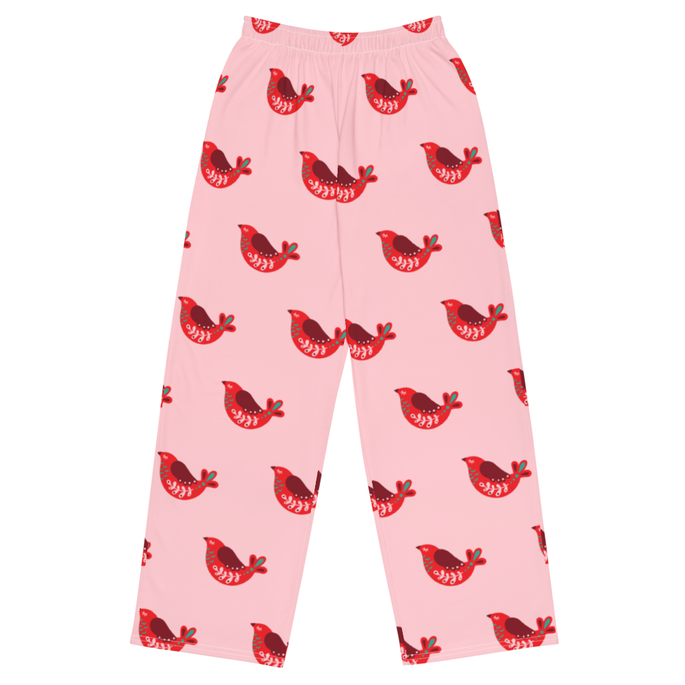 Christmas Birds unisex wide-leg pants
