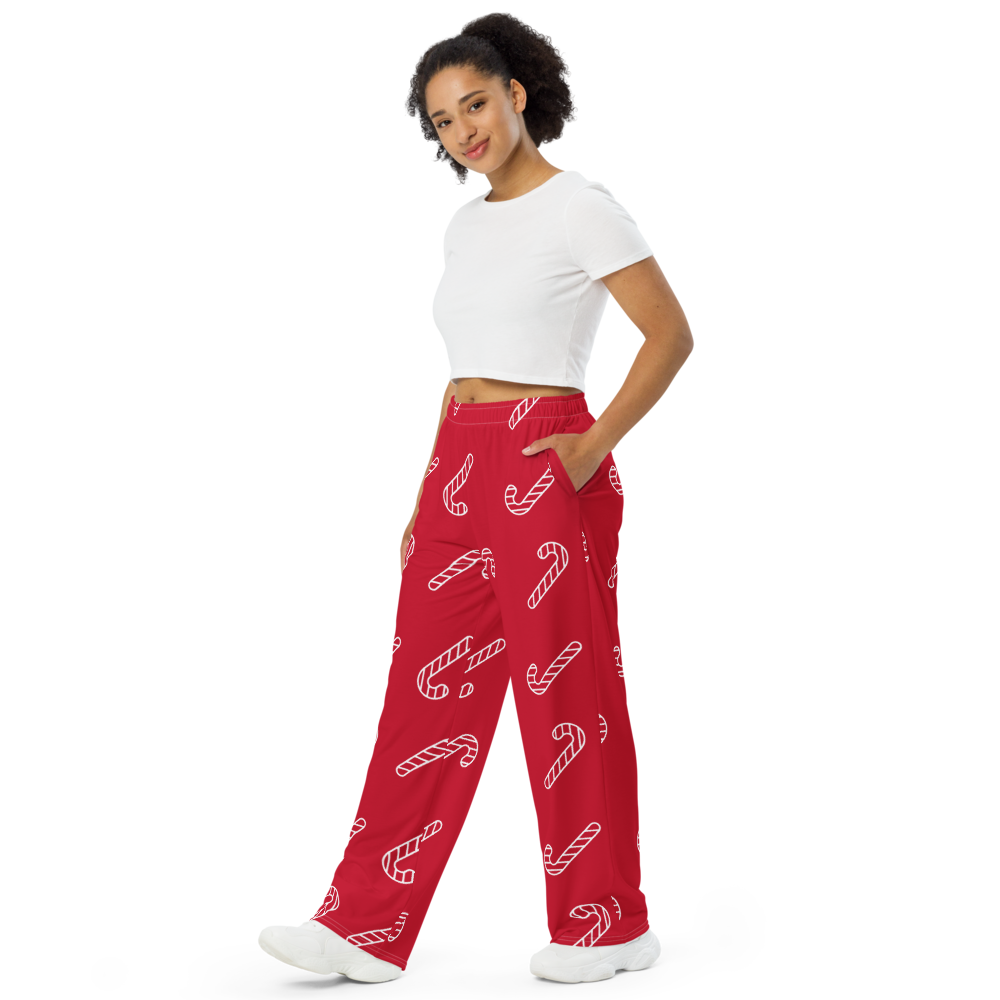 Candy Cane  unisex wide-leg pants