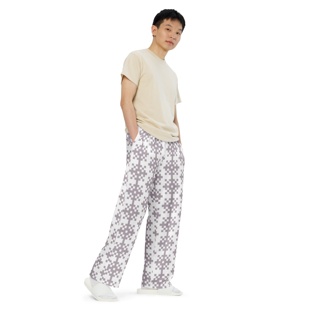 Pixelated Snow  unisex wide-leg pants