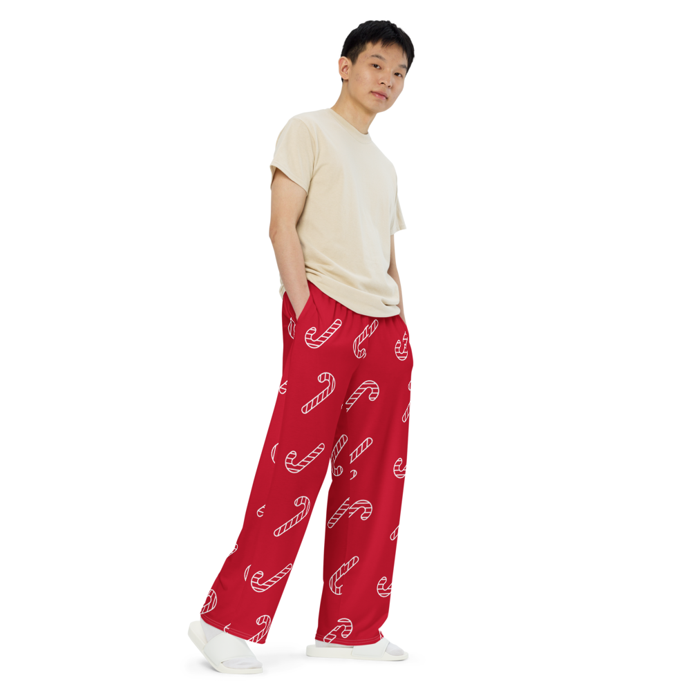 Candy Cane  unisex wide-leg pants