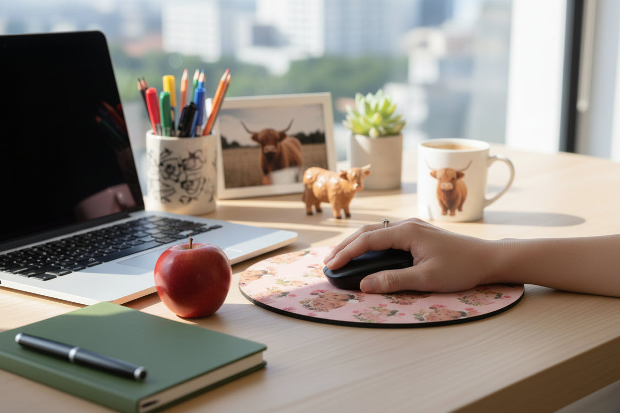HighLand Cow Round mouse pad