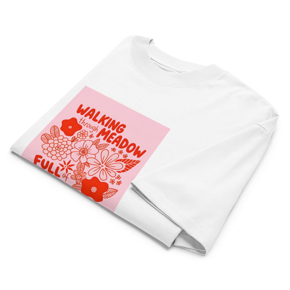 Walking though Meadows Graphic oversized high neck t-shirt